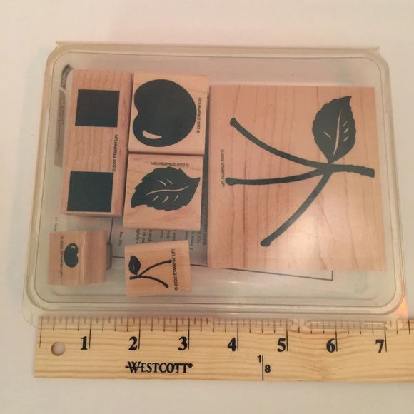 Stampin’ Up Very cherry set of 6 wood mounted stamps Cherries Cherry Stems ECU - Picture 6 of 6